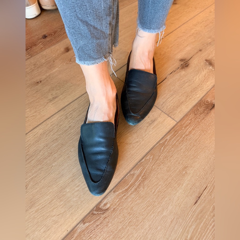 Madewell Black Leather Slip-On pointed flats